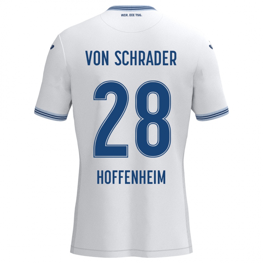 Kinder Lina Von Schrader #28 Weiß Blau Auswärtstrikot Trikot 2024/25 T-Shirt Schweiz