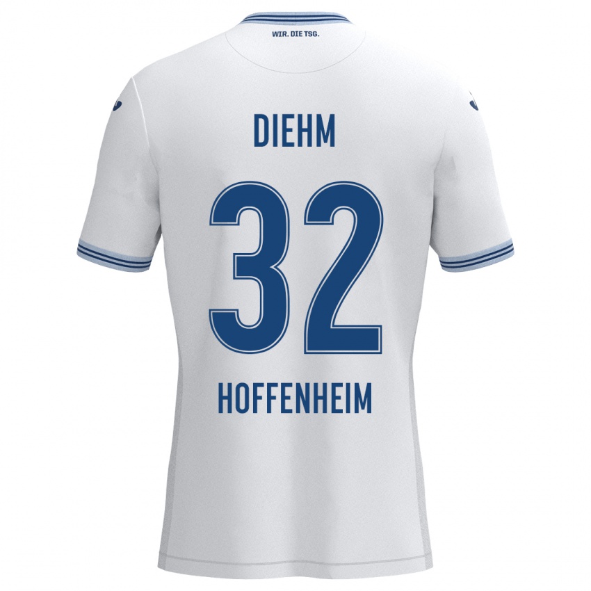 Kinder Vanessa Diehm #32 Weiß Blau Auswärtstrikot Trikot 2024/25 T-Shirt Schweiz