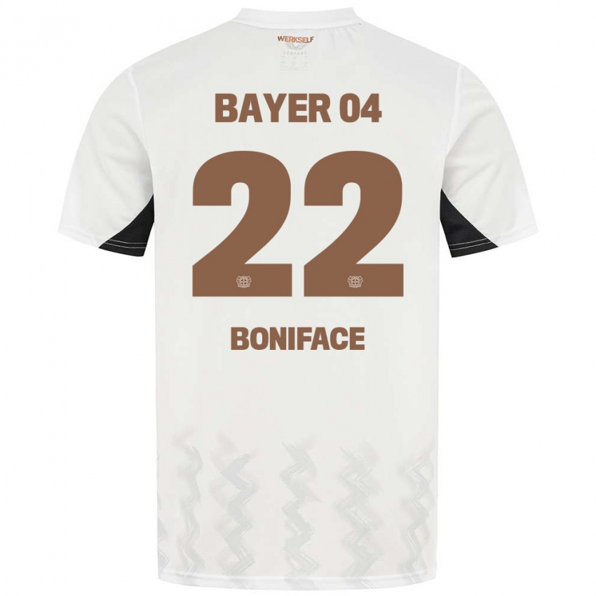 Kinder Victor Boniface #22 Weiß Schwarz Auswärtstrikot Trikot 2024/25 T-Shirt Schweiz