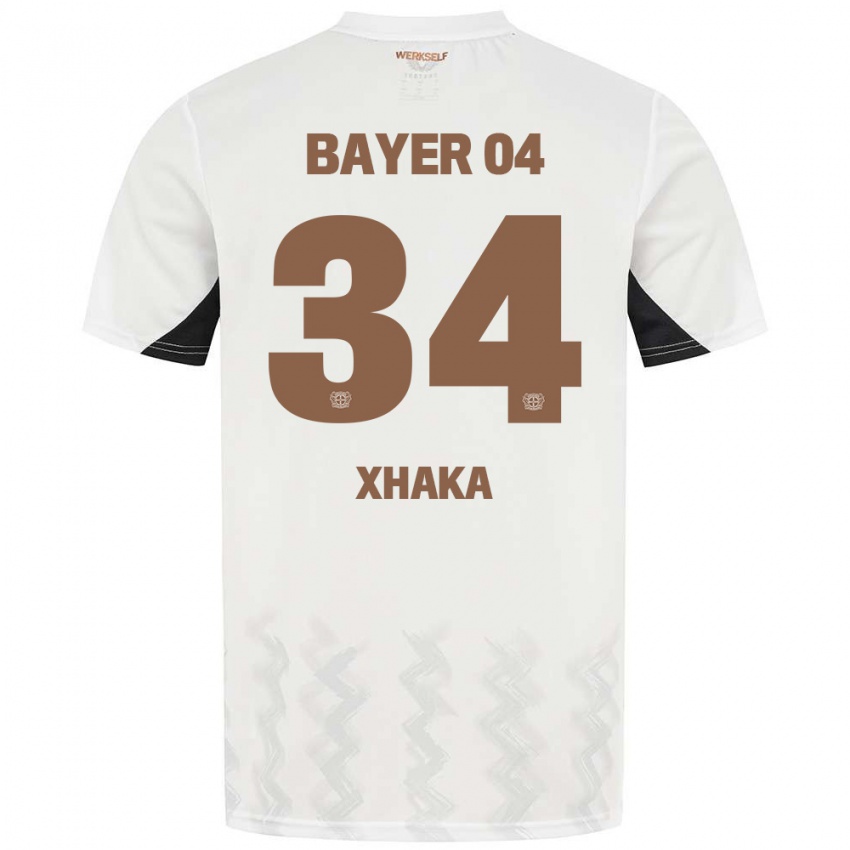 Kinder Granit Xhaka #34 Weiß Schwarz Auswärtstrikot Trikot 2024/25 T-Shirt Schweiz