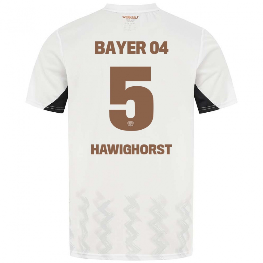 Kinder Ben Hawighorst #5 Weiß Schwarz Auswärtstrikot Trikot 2024/25 T-Shirt Schweiz