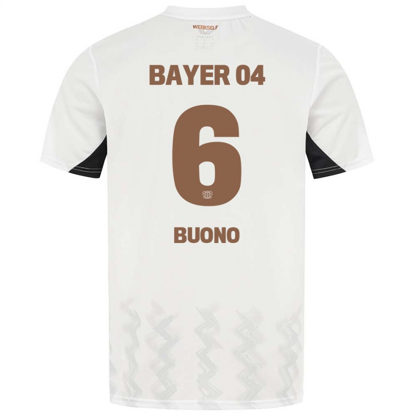 Kinder Francesco Buono #6 Weiß Schwarz Auswärtstrikot Trikot 2024/25 T-Shirt Schweiz