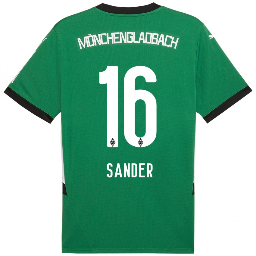 Enfant Maillot Philipp Sander #16 Vert Blanc Tenues Extérieur 2024/25 T-Shirt Suisse