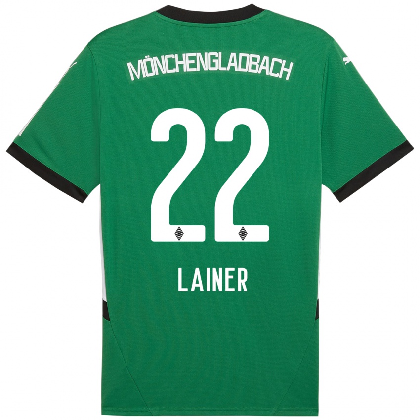 Enfant Maillot Stefan Lainer #22 Vert Blanc Tenues Extérieur 2024/25 T-Shirt Suisse