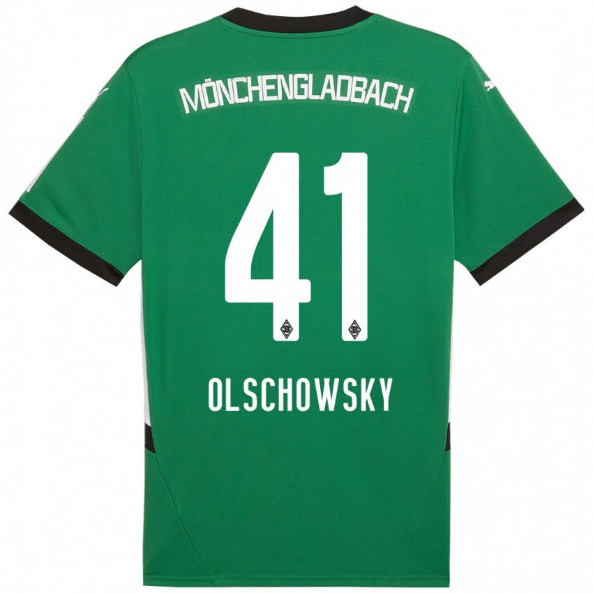 Enfant Maillot Jan Olschowsky #41 Vert Blanc Tenues Extérieur 2024/25 T-Shirt Suisse