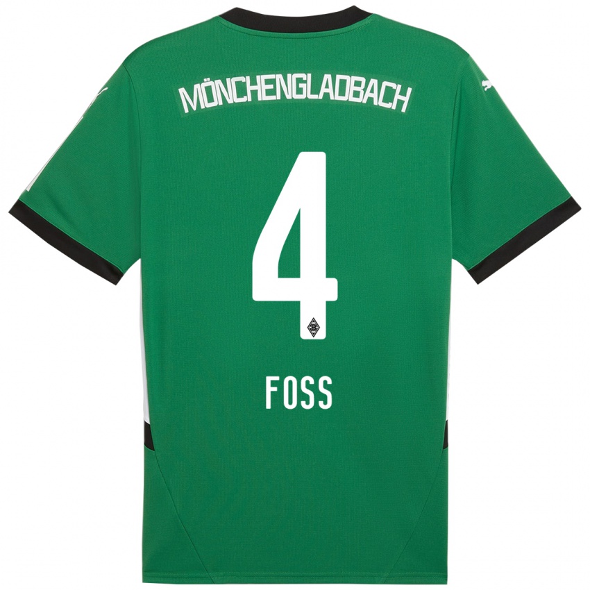 Enfant Maillot Jonathan Foss #4 Vert Blanc Tenues Extérieur 2024/25 T-Shirt Suisse