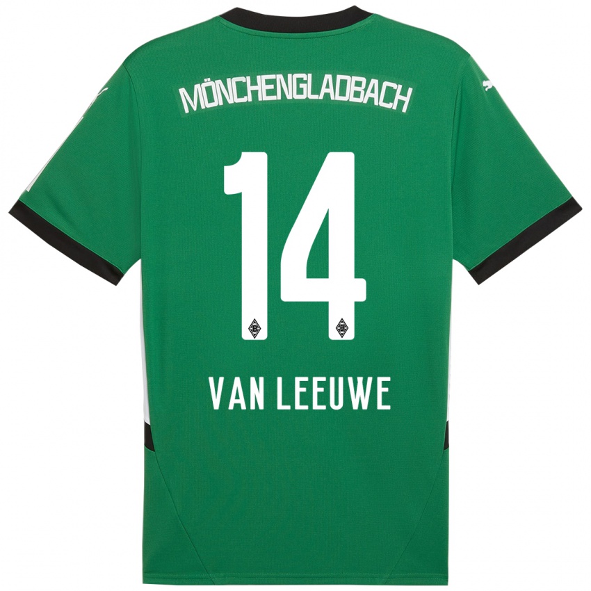 Enfant Maillot Kyra Van Leeuwe #14 Vert Blanc Tenues Extérieur 2024/25 T-Shirt Suisse