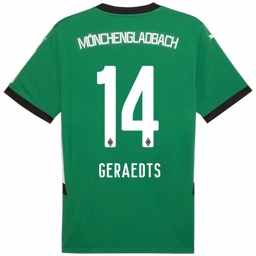 Enfant Maillot Kelsey Geraedts #14 Vert Blanc Tenues Extérieur 2024/25 T-Shirt Suisse