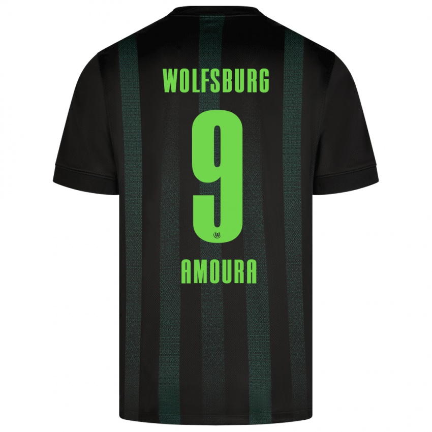 Kinder Mohamed Amoura #9 Dunkelgrün Auswärtstrikot Trikot 2024/25 T-Shirt Schweiz