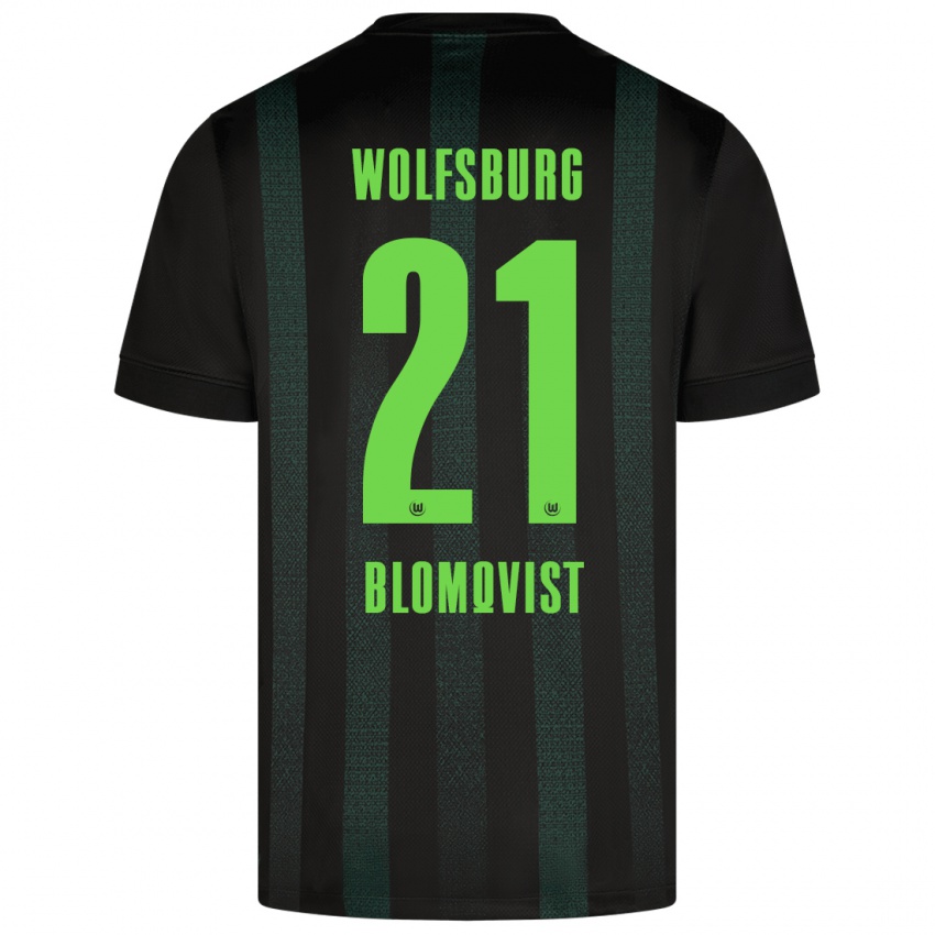 Kinder Rebecka Blomqvist #21 Dunkelgrün Auswärtstrikot Trikot 2024/25 T-Shirt Schweiz