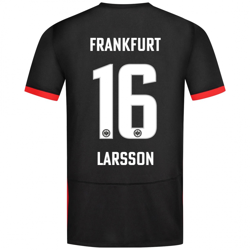 Kinder Hugo Larsson #16 Schwarz Auswärtstrikot Trikot 2024/25 T-Shirt Schweiz