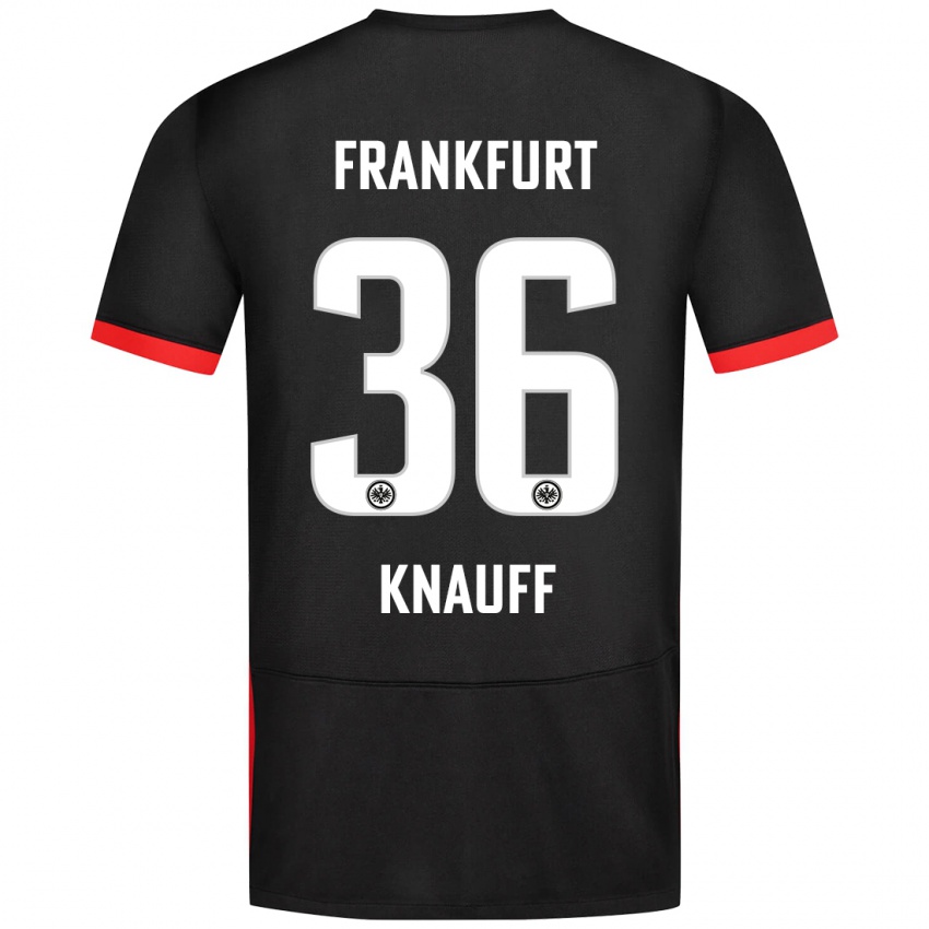 Kinder Ansgar Knauff #36 Schwarz Auswärtstrikot Trikot 2024/25 T-Shirt Schweiz