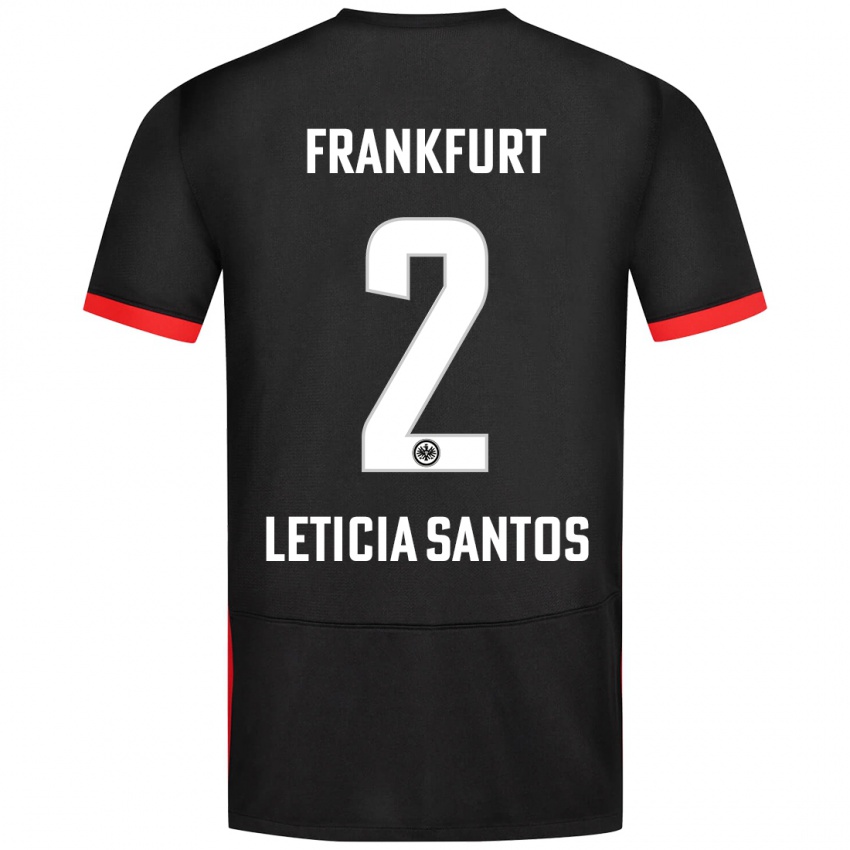 Kinder Letícia Santos De Oliveira #2 Schwarz Auswärtstrikot Trikot 2024/25 T-Shirt Schweiz