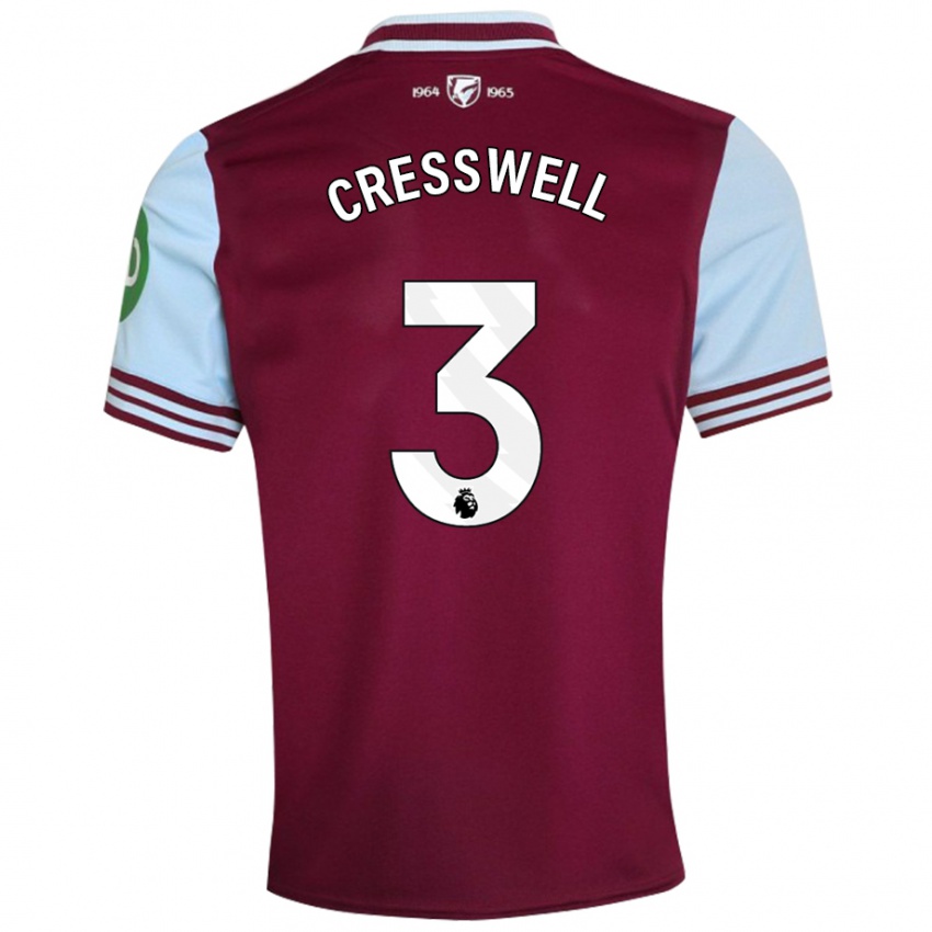 Homme Maillot Aaron Cresswell #3 Rouge Foncé Tenues Domicile 2024/25 T-Shirt Suisse