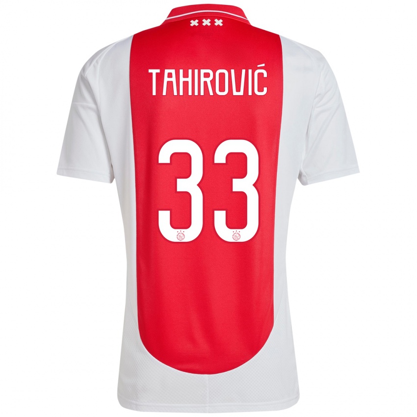 Herren Benjamin Tahirovic #33 Rot Weiß Heimtrikot Trikot 2024/25 T-Shirt Schweiz