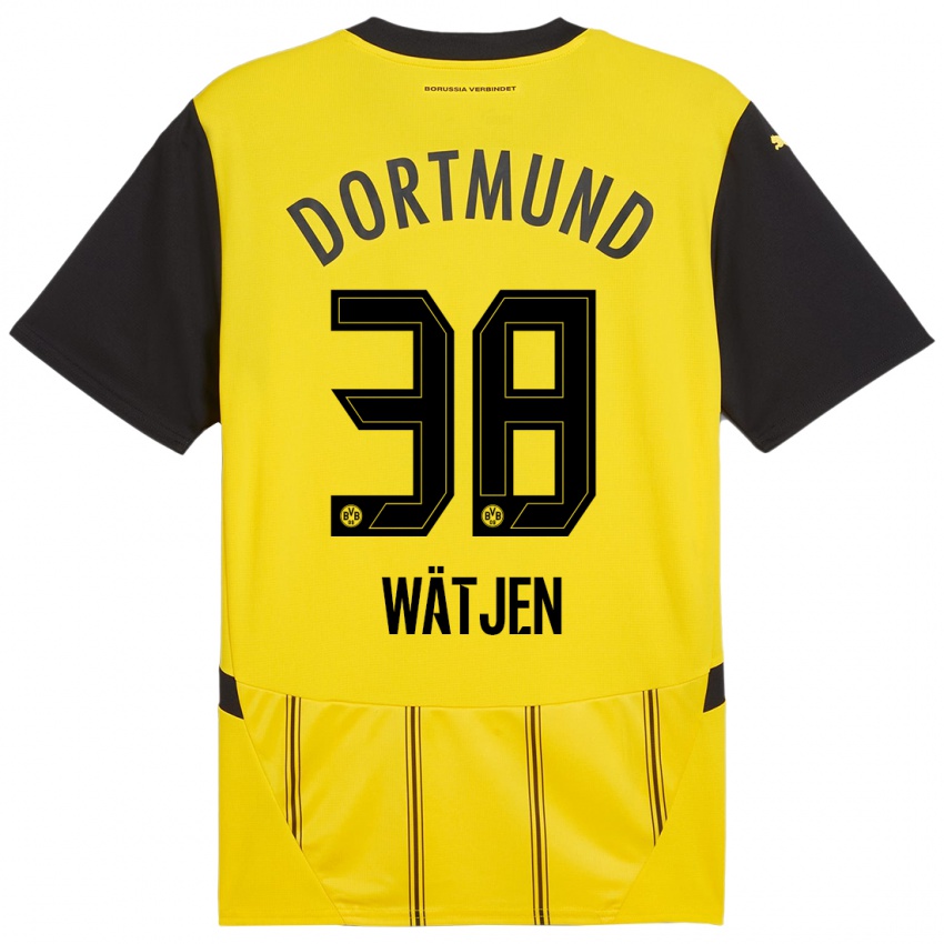 Homme Maillot Kjell Wätjen #38 Jaune Noir Tenues Domicile 2024/25 T-Shirt Suisse