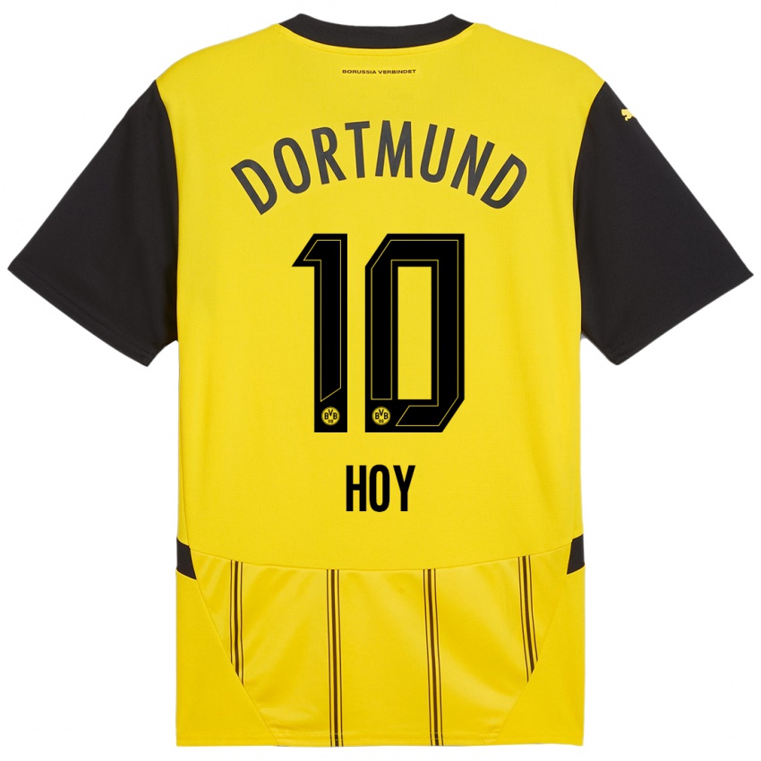 Homme Maillot Justin Hoy #10 Jaune Noir Tenues Domicile 2024/25 T-Shirt Suisse