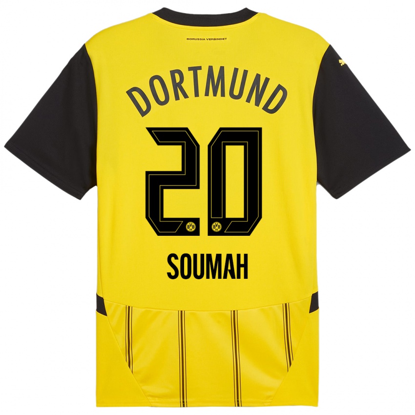 Homme Maillot Moussa Soumah #20 Jaune Noir Tenues Domicile 2024/25 T-Shirt Suisse