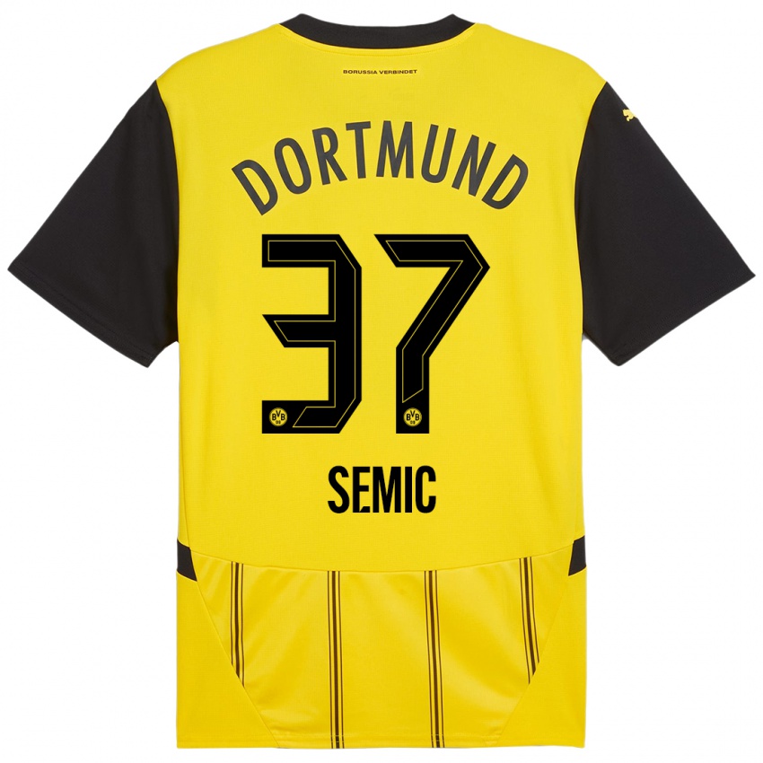 Homme Maillot Lion Semic #37 Jaune Noir Tenues Domicile 2024/25 T-Shirt Suisse