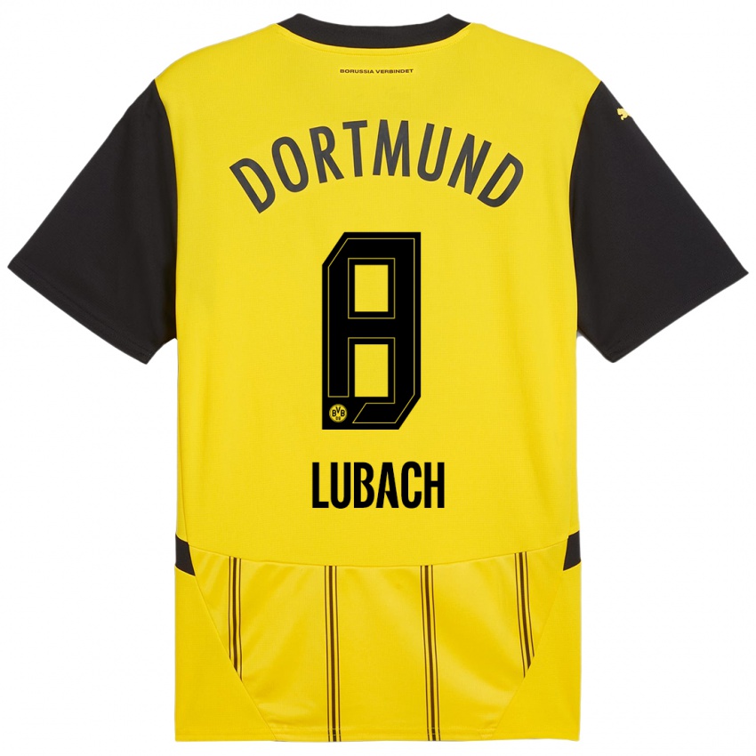 Herren Rafael Lubach #8 Gelb Schwarz Heimtrikot Trikot 2024/25 T-Shirt Schweiz