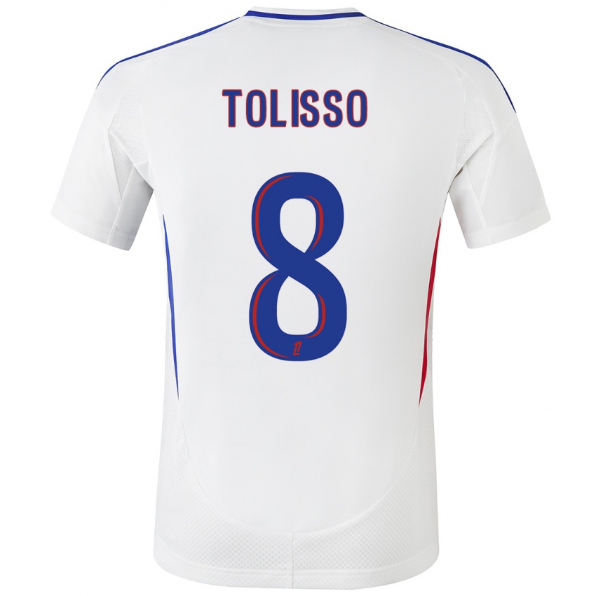 Homme Maillot Corentin Tolisso #8 Blanc Bleu Tenues Domicile 2024/25 T-Shirt Suisse