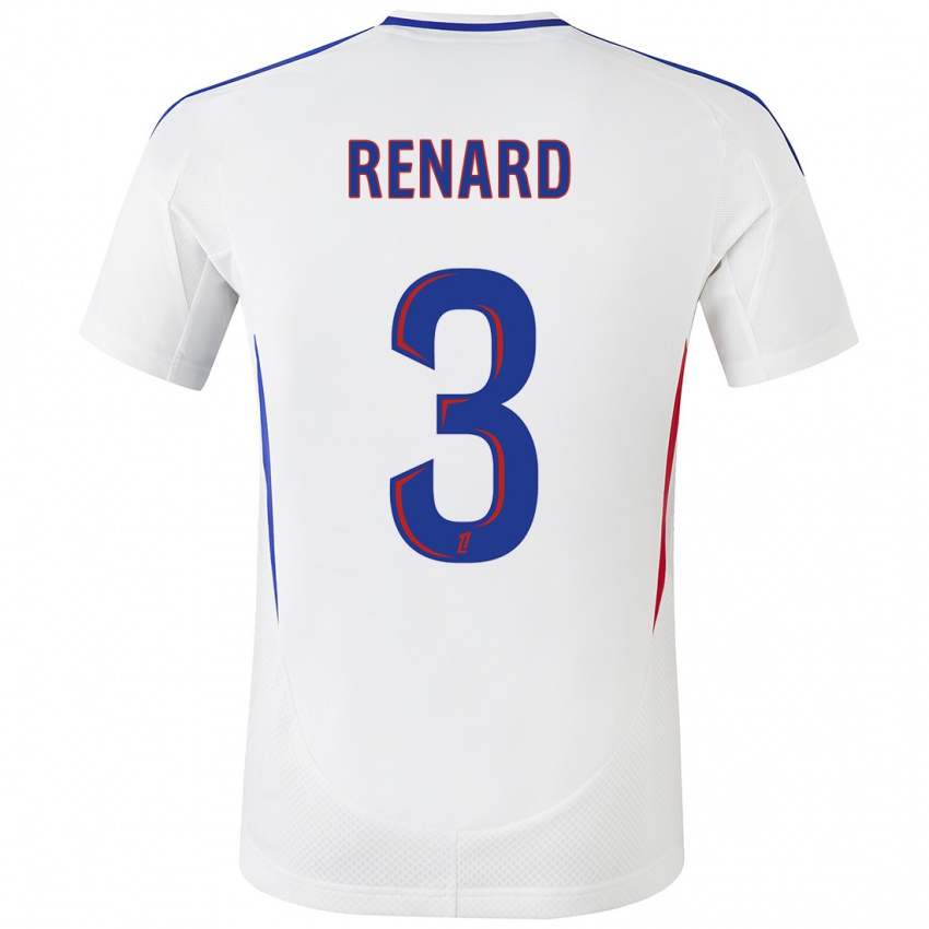 Homme Maillot Wendie Renard #3 Blanc Bleu Tenues Domicile 2024/25 T-Shirt Suisse