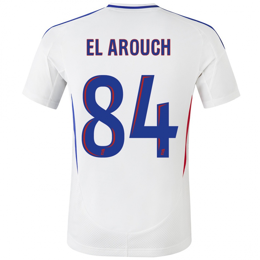 Homme Maillot Mohamed El Arouch #84 Blanc Bleu Tenues Domicile 2024/25 T-Shirt Suisse