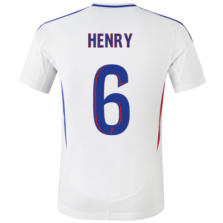 Homme Maillot Amandine Henry #6 Blanc Bleu Tenues Domicile 2024/25 T-Shirt Suisse