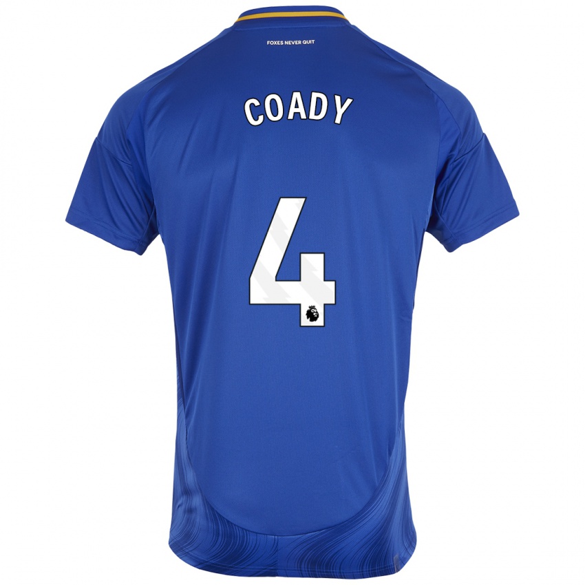 Herren Conor Coady #4 Blau Weiß Heimtrikot Trikot 2024/25 T-Shirt Schweiz