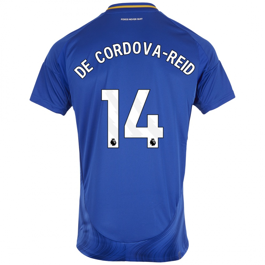 Homme Maillot Bobby De Cordova-Reid #14 Bleu Blanc Tenues Domicile 2024/25 T-Shirt Suisse