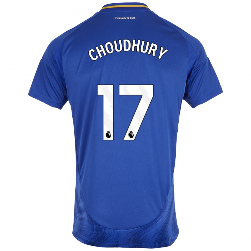 Homme Maillot Hamza Choudhury #17 Bleu Blanc Tenues Domicile 2024/25 T-Shirt Suisse