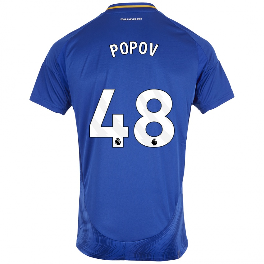 Homme Maillot Chris Popov #48 Bleu Blanc Tenues Domicile 2024/25 T-Shirt Suisse