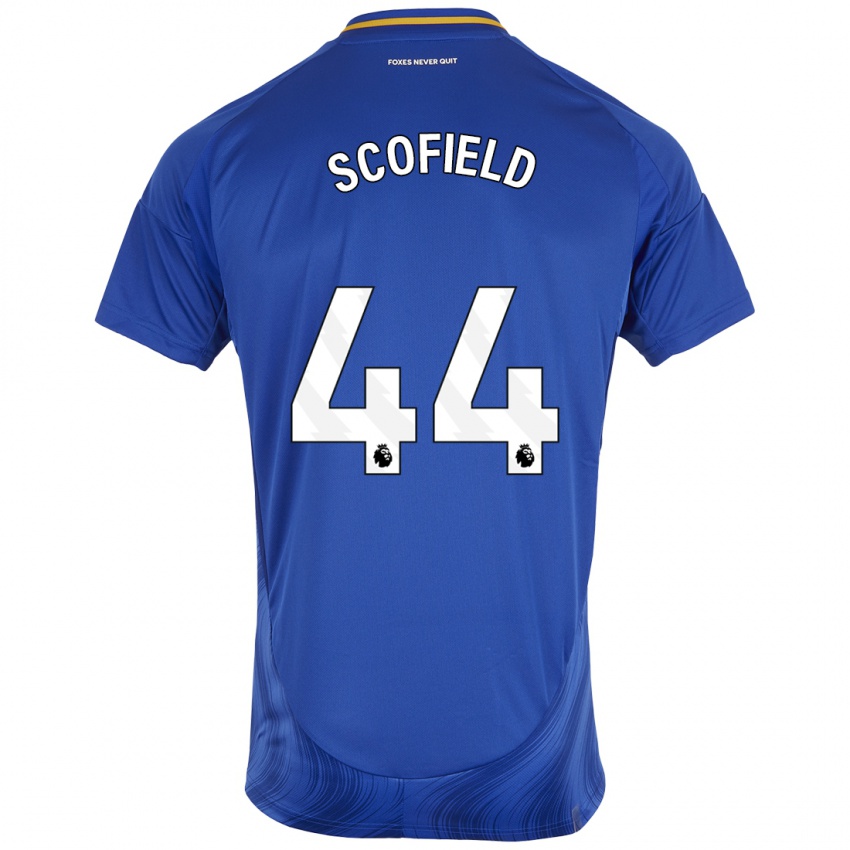 Homme Maillot Connie Scofield #44 Bleu Blanc Tenues Domicile 2024/25 T-Shirt Suisse