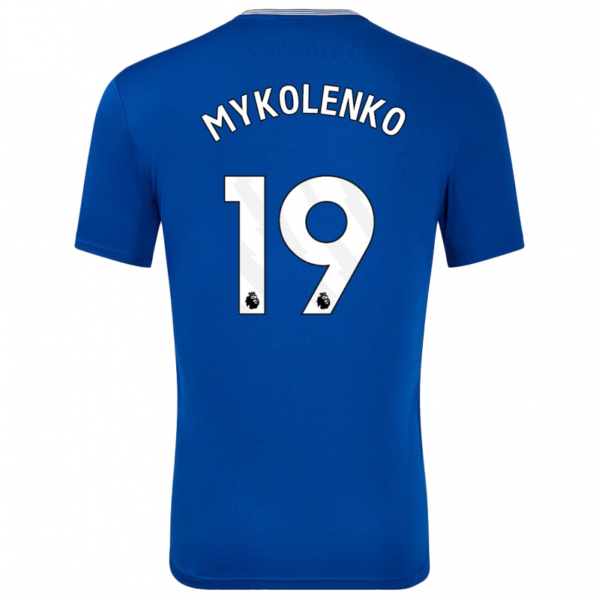 Homme Maillot Vitaliy Mykolenko #19 Bleu Avec Tenues Domicile 2024/25 T-Shirt Suisse