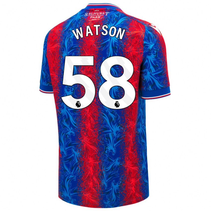 Herren Noah Watson #58 Rot Blauen Streifen Heimtrikot Trikot 2024/25 T-Shirt Schweiz