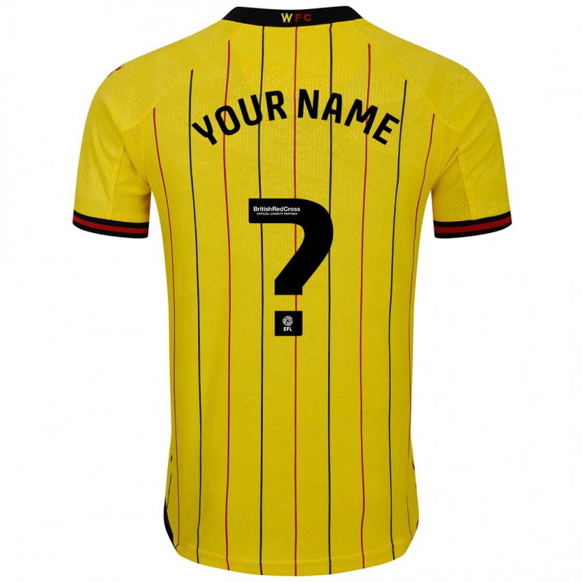 Homme Maillot Votre Nom #0 Jaune Et Noir Tenues Domicile 2024/25 T-Shirt Suisse