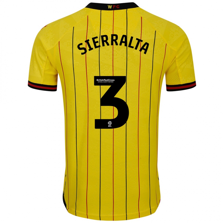 Homme Maillot Francisco Sierralta #3 Jaune Et Noir Tenues Domicile 2024/25 T-Shirt Suisse