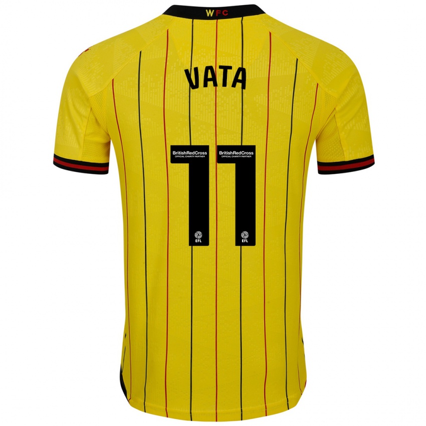 Homme Maillot Rocco Vata #11 Jaune Et Noir Tenues Domicile 2024/25 T-Shirt Suisse