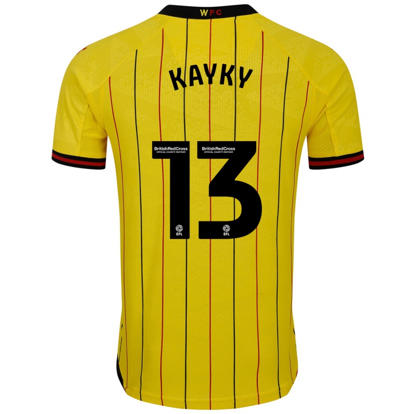 Homme Maillot Kayky Almeida #13 Jaune Et Noir Tenues Domicile 2024/25 T-Shirt Suisse