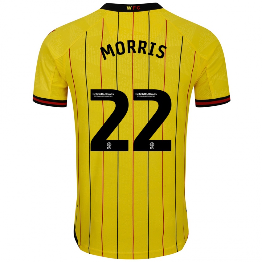 Homme Maillot James Morris #22 Jaune Et Noir Tenues Domicile 2024/25 T-Shirt Suisse