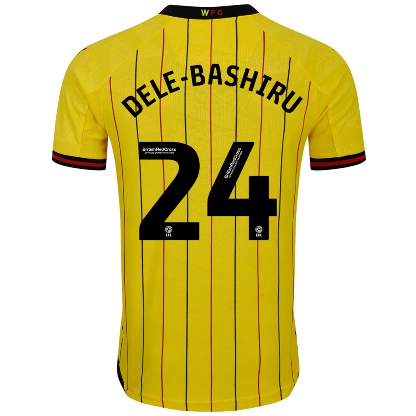 Homme Maillot Tom Dele-Bashiru #24 Jaune Et Noir Tenues Domicile 2024/25 T-Shirt Suisse