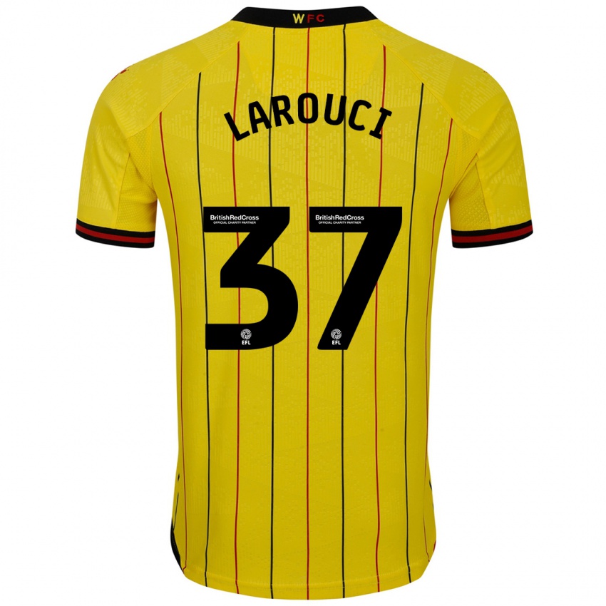 Homme Maillot Yasser Larouci #37 Jaune Et Noir Tenues Domicile 2024/25 T-Shirt Suisse