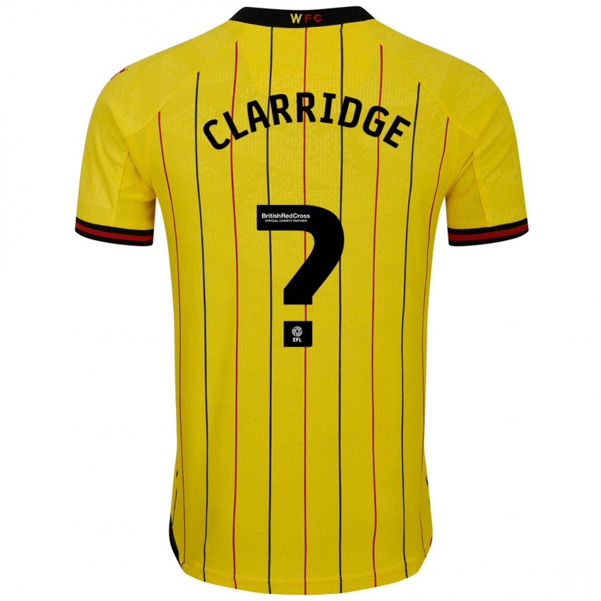 Homme Maillot James Clarridge #0 Jaune Et Noir Tenues Domicile 2024/25 T-Shirt Suisse