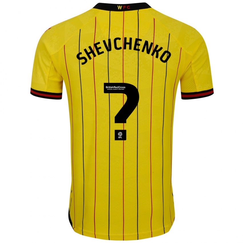 Homme Maillot Kristian Shevchenko #0 Jaune Et Noir Tenues Domicile 2024/25 T-Shirt Suisse