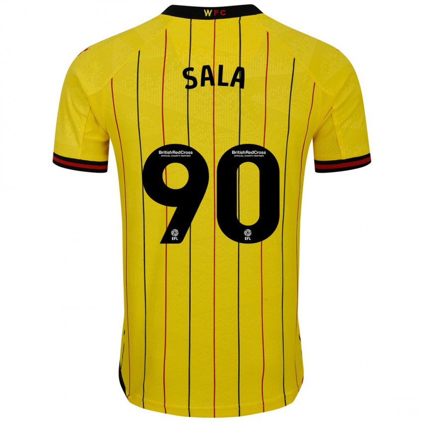 Homme Maillot Joel Sala #90 Jaune Et Noir Tenues Domicile 2024/25 T-Shirt Suisse