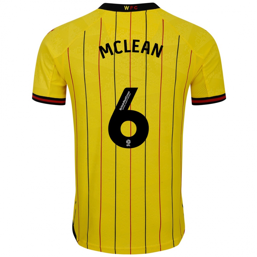 Homme Maillot Sophie Mclean #6 Jaune Et Noir Tenues Domicile 2024/25 T-Shirt Suisse