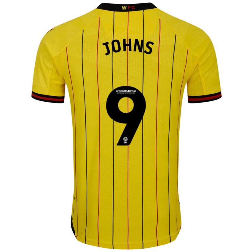 Homme Maillot Carly Johns #9 Jaune Et Noir Tenues Domicile 2024/25 T-Shirt Suisse