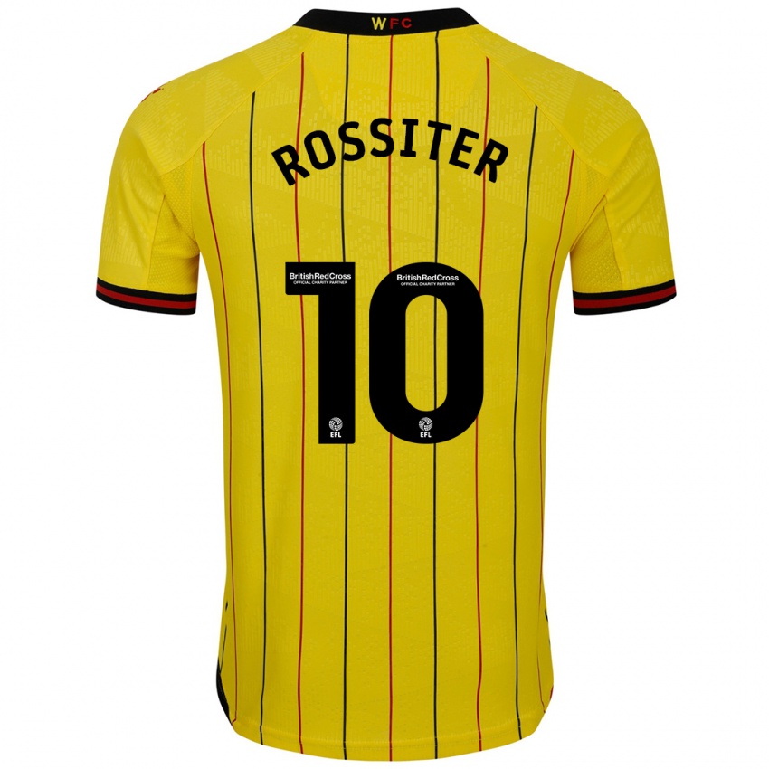 Homme Maillot Annie Rossiter #10 Jaune Et Noir Tenues Domicile 2024/25 T-Shirt Suisse