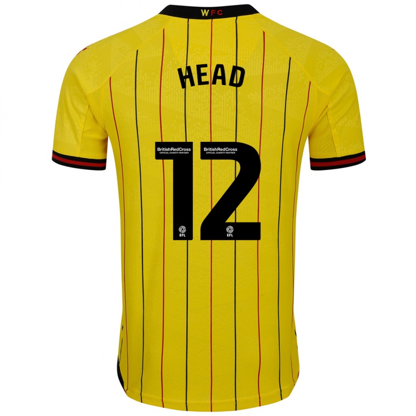 Homme Maillot Ellie Head #12 Jaune Et Noir Tenues Domicile 2024/25 T-Shirt Suisse