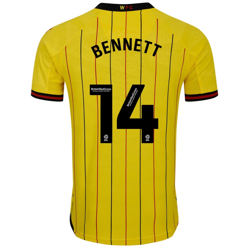 Homme Maillot Harley Bennett #14 Jaune Et Noir Tenues Domicile 2024/25 T-Shirt Suisse